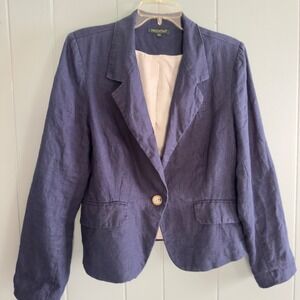 Vintage linen blazer navy blue tailored minimalist quiet luxury Stockholm summer